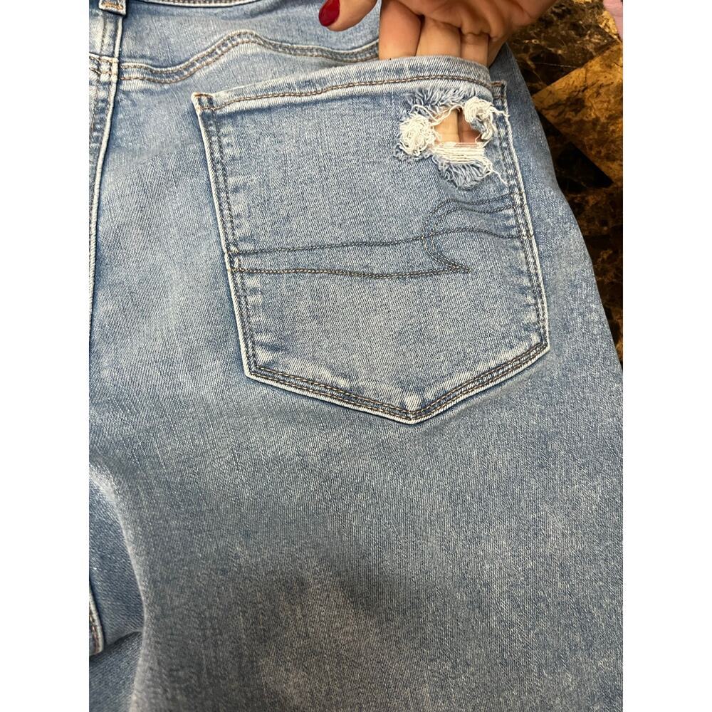American Eagle Outfitters Blue Distressed Straight Leg Jeans - Picture 10 of 11